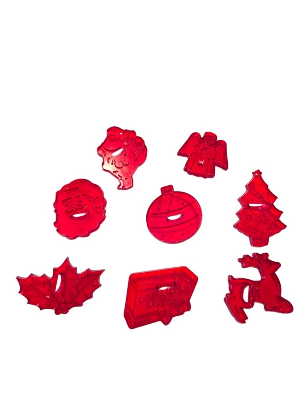 Vintage Christmas HRM Cookie Cutters Set of 9 Red Plastic 60s Ornaments USA